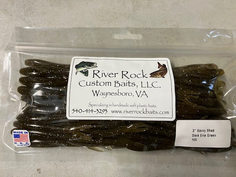 100 Pieces 3" Savvy Shad Dark Erie Green